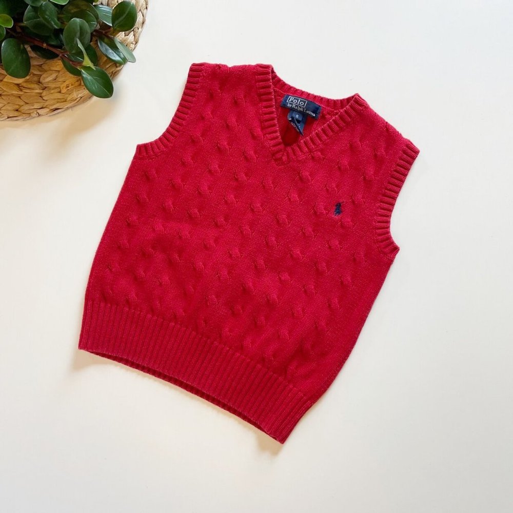 Polo Ralph Lauren Red Cable Knit Sweater Vest | Size 5